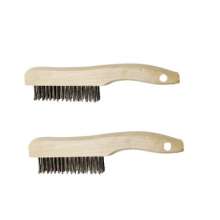 Plain Carbon Steel Wire Brush Stainless Steel Wire Scratch Brush Curved Hand 14-inch Large Wooden Handle Beech Birch Rubber Wood