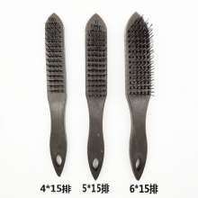Stainless steel wire plastic handle brush 6*15 rows of encrypted steel wire cleaning and rust removal multifunctional brush Export quality