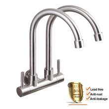 304 stainless steel kitchen faucet one in and two out dual purpose kitchen single cold faucet double basin double handle single cold
