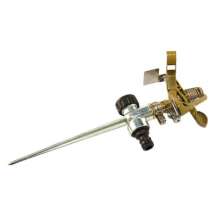 The lawn sprinkler adjustable rocker sprinkler zinc alloy bracket is inserted into the garden 360 degree rotating large three-prong sprinkler