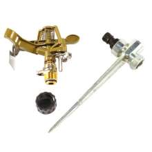 The lawn sprinkler adjustable rocker sprinkler zinc alloy bracket is inserted into the garden 360 degree rotating large three-prong sprinkler