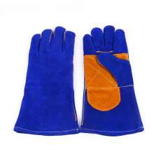 Labor Protection Welder Gloves Electric Welding Long Leather Anti-puncture Blue Plus Palm Welding Gloves Electric Welding Gloves