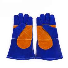 Labor Protection Welder Gloves Electric Welding Long Leather Anti-puncture Blue Plus Palm Welding Gloves Electric Welding Gloves