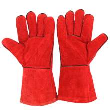 Labor insurance protective welder gloves electric welding full leather red heat-resistant, scald-resistant, heat-resistant and wear-resistant labor protection gloves wholesale