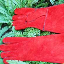 Labor insurance protective welder gloves electric welding full leather red heat-resistant, scald-resistant, heat-resistant and wear-resistant labor protection gloves wholesale