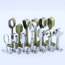 Zinc Alloy Round Head Wardrobe Cabinet Clothes Through Seat Steel Pipe Fitting Clothes Rod Curtain Tube Seat Solid Thick Towel Seat