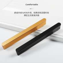 Cabinet handle modern minimalist furniture hardware black aluminum alloy closet drawer handle with long rounded edge handle