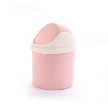 Factory direct rocking lid mini trash can desktop plastic paper basket with lid home office small storage bin