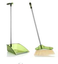 New sharpened wire broom set household soft stainless steel rod broom plastic broom dustpan set manufacturer