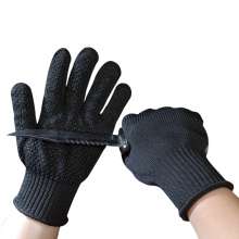 Cut-resistant gloves for glass factories. 5A steel wire gloves.  Dot bead silicone non-slip wear-resistant gloves. Protective and stab-resistant.