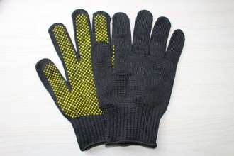 Cut-resistant gloves for glass factories. 5A steel wire gloves.  Dot bead silicone non-slip wear-resistant gloves. Protective and stab-resistant.