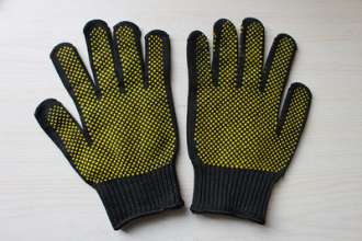 Cut-resistant gloves for glass factories. 5A steel wire gloves.  Dot bead silicone non-slip wear-resistant gloves. Protective and stab-resistant.