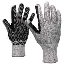 HPPE5 grade cut-resistant gloves. 13-pin hemp gray HPPE dot silicone tiger mouth reinforced non-slip cut-resistant gloves. Cut-resistant gloves. Gloves