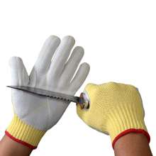 Specialized cut-proof and stab-resistant gloves for foreign trade exports. High temperature resistant labor protection gloves. Aramid-stick cowhide cut-resistant grade 5 gloves.