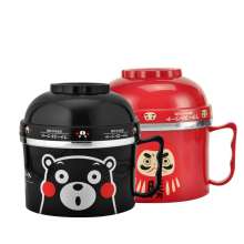 Black bear cartoon stainless steel lunch box multifunctional screw tooth fast food cup student canteen work lunch box. Instant noodle cup. Lunch box. Instant noodle bowl
