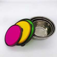 Color stainless steel small round box, fresh-keeping box, seasoning storage box. Water storage snack box Organize three-piece set. Lunch box. Bento box