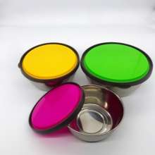 Color stainless steel small round box, fresh-keeping box, seasoning storage box. Water storage snack box Organize three-piece set. Lunch box. Bento box