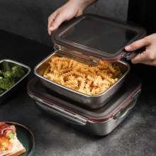 304 stainless steel fresh-keeping box. Food grade super large capacity refrigerator dedicated frozen storage fruit bento box portable. Lunch box. Fresh-keeping box