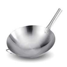 Factory direct stainless steel frying pan. 201 non-magnetic single handle double ear horn ear fierce fire hotel restaurant special. Wok. Hotel pot