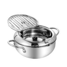 Direct selling stainless steel frying pan. Household small frying pan. Tempura kitchen mini frying artifact filter special pan. Frying pan