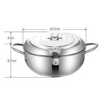 Direct selling stainless steel frying pan. Household small frying pan. Tempura kitchen mini frying artifact filter special pan. Frying pan