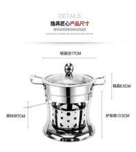 Factory direct sale alcohol stove visible glass cover stainless steel environmental protection oil stove. Mineral oil vegetable oil takeaway small hot pot. Pot