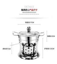 Factory direct sale alcohol stove visible glass cover stainless steel environmental protection oil stove. Mineral oil vegetable oil takeaway small hot pot. Pot