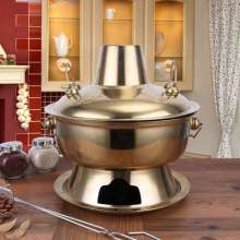 New old Beijing copper hot pot. Household pure copper plug-in old-fashioned dual-purpose charcoal pure copper mandarin duck pot. Shabu-shabu copper pot. Pot