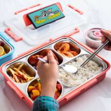 304 stainless steel lunch box student office worker insulation 1 person portable partitioned lunch box set canteen high school. Lunch box. Tableware. canteen tableware