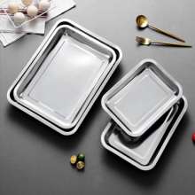 Stainless steel tray, rectangular iron plate, kitchen supplies, square plate, household and commercial large steamed fish plate barbecue, kitchen canteen, grilled fish square plate