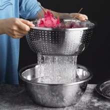 Direct sales Douyin the same European style extra-thick stainless steel basin, stainless steel rice basin, rice washing pot, vegetable washing pot, rice washing artifact, basin, vegetable basin