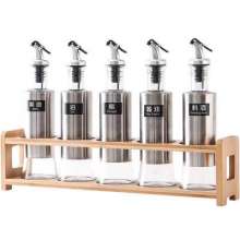 Stainless steel oil can. Kitchen sealing material leak-proof soy sauce vinegar bottle. Combination seasoning bottle. 350ml oil can glass oil bottle