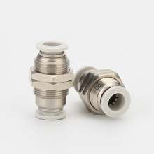 Pneumatic quick connector HPM partition through high temperature and high pressure threaded through quick plug trachea connector. Pneumatic accessories. Pneumatic components. Pneumatic connector