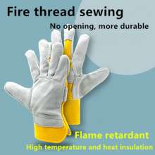 Cowhide welding gloves cowboy heat-resistant, anti-scald, soft and wear-resistant welder welding heat insulation protection canvas boiler short