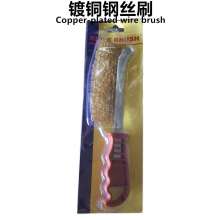 Wire brush Knife type brush Copper-plated wire brush Derusting gap cleaning Plastic handle iron brush with wooden handle