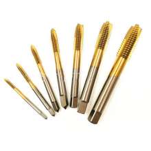Manufacturers low-priced promotion of M2 high-speed steel HSS titanium-plated tip tap drilling tools. Drill bits . Straight groove screw point tap M2.5 for coating machine