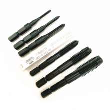 Pneumatic hexagonal shank tap. Wire attack. HSS hardened wind batch hexagonal shank straight groove tap M4 M5 M6 M8 taper wire