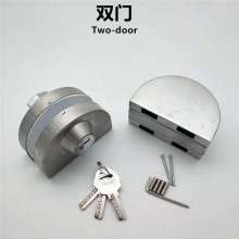Auchs semicircular glass door lock office door central lock free hole stainless steel single and double door tempered glass sliding door lock bolt