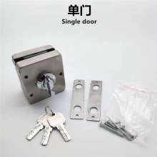 Square-shaped glass door lock with twisted glass, office door central lock without hole, stainless steel single and double door tempered glass sliding door lock bolt