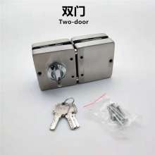 304 double door-130A square glass door lock with twisted glass door lock office door central lock free hole stainless steel single and double door tempered glass sliding door lock pin