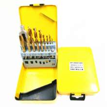 Wholesale high-end HSSCO cobalt-containing titanium-plated drill bits. Tap set DIY hand coated drill tap set. drill