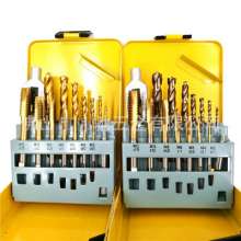 Wholesale high-end HSSCO cobalt-containing titanium-plated drill bits. Tap set DIY hand coated drill tap set. drill