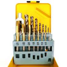 Wholesale high-end HSSCO cobalt-containing titanium-plated drill bits. Tap set DIY hand coated drill tap set. drill