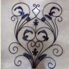 Wrought iron craft flower trays, large decorative pieces of iron art, decorative flower trays for fences and guardrails, wrought iron decorative pieces