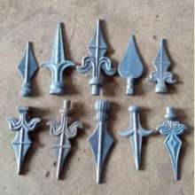 Iron flower fittings fence pointed forged spear point wrought iron spear head non-cast iron spear point wrought iron spear head