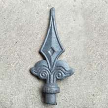 Iron flower fittings fence pointed forged spear point wrought iron spear head non-cast iron spear point wrought iron spear head
