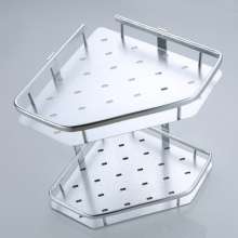 Aluminum double-layer corner shelf. Bathroom accessories. Wall-mounted. Tripod. Toilet storage