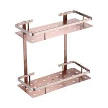 Aluminum double-layer corner shelf. Bathroom and bathroom accessories Wall-mounted. Thickened square rack for toilet storage. Tyrant gold shelf