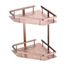 Aluminum double-layer corner shelf Bathroom and bathroom accessories Wall-mounted. Thick tripod. Toilet storage. Shelf