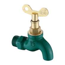 Key faucet Chunhong 4-point outdoor faucet with lock copper core copper rod cast iron faucet. Paint green. Faucet. Faucet with key